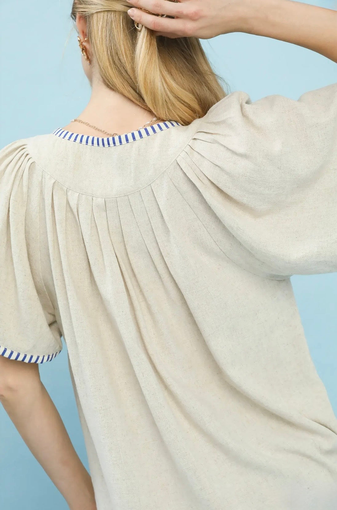 Contrast Trim Babydoll Top