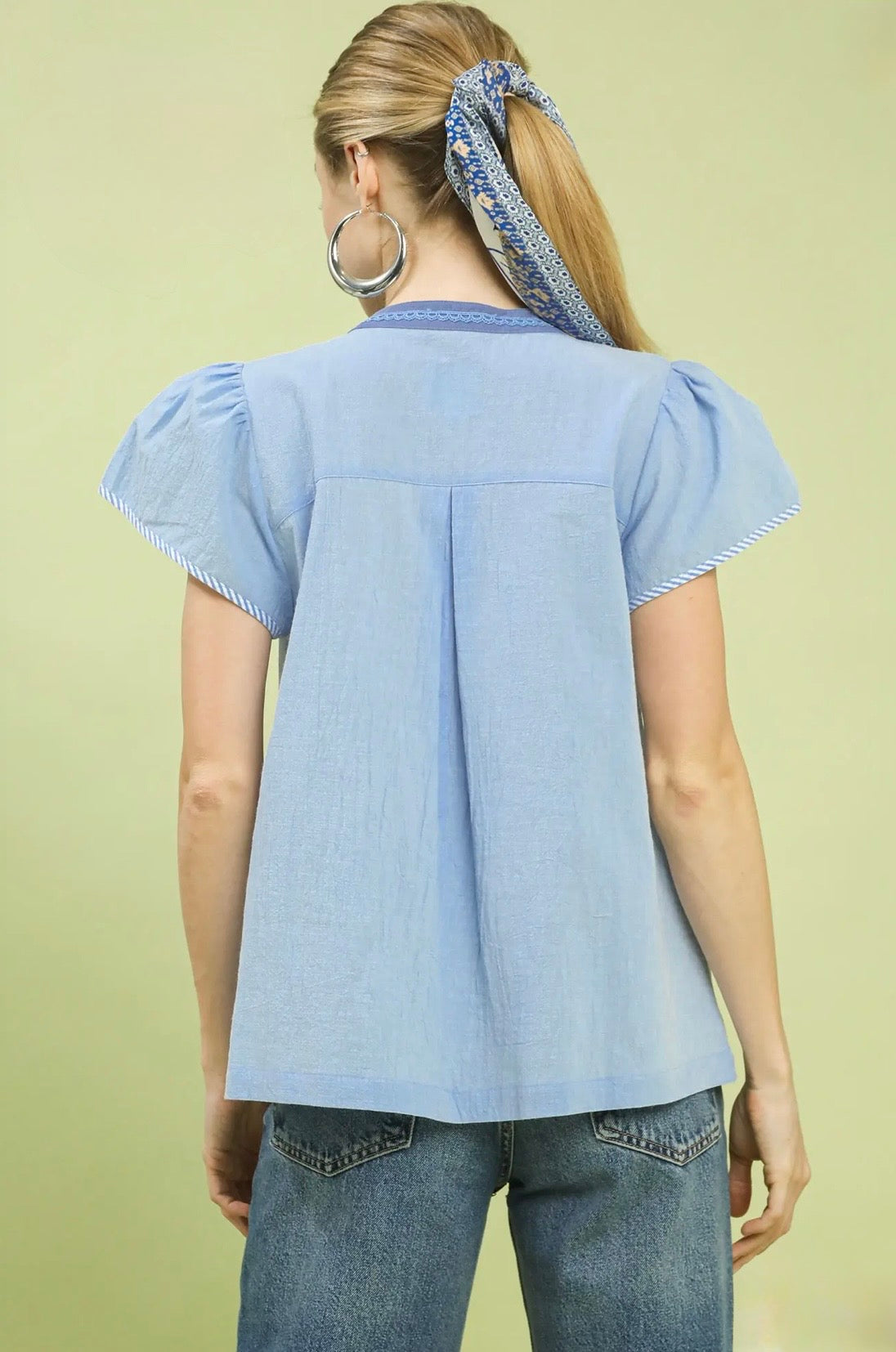 Abstract Split Neck Top