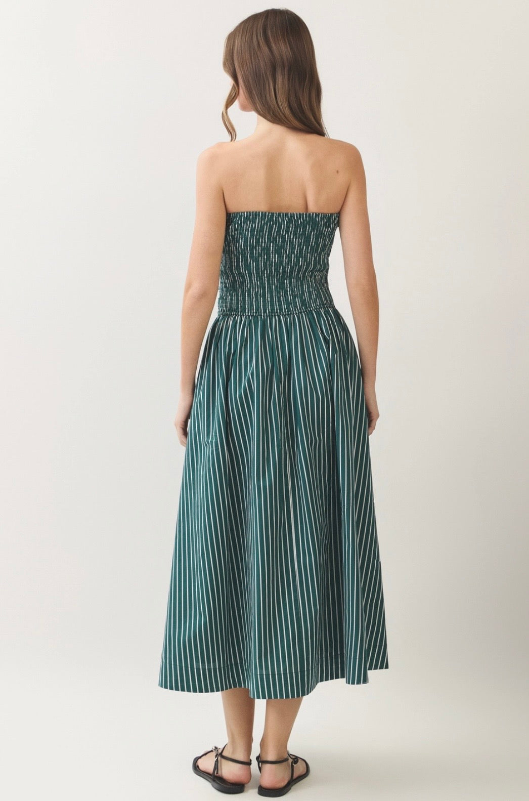 Striped Smocked Midi Dress
