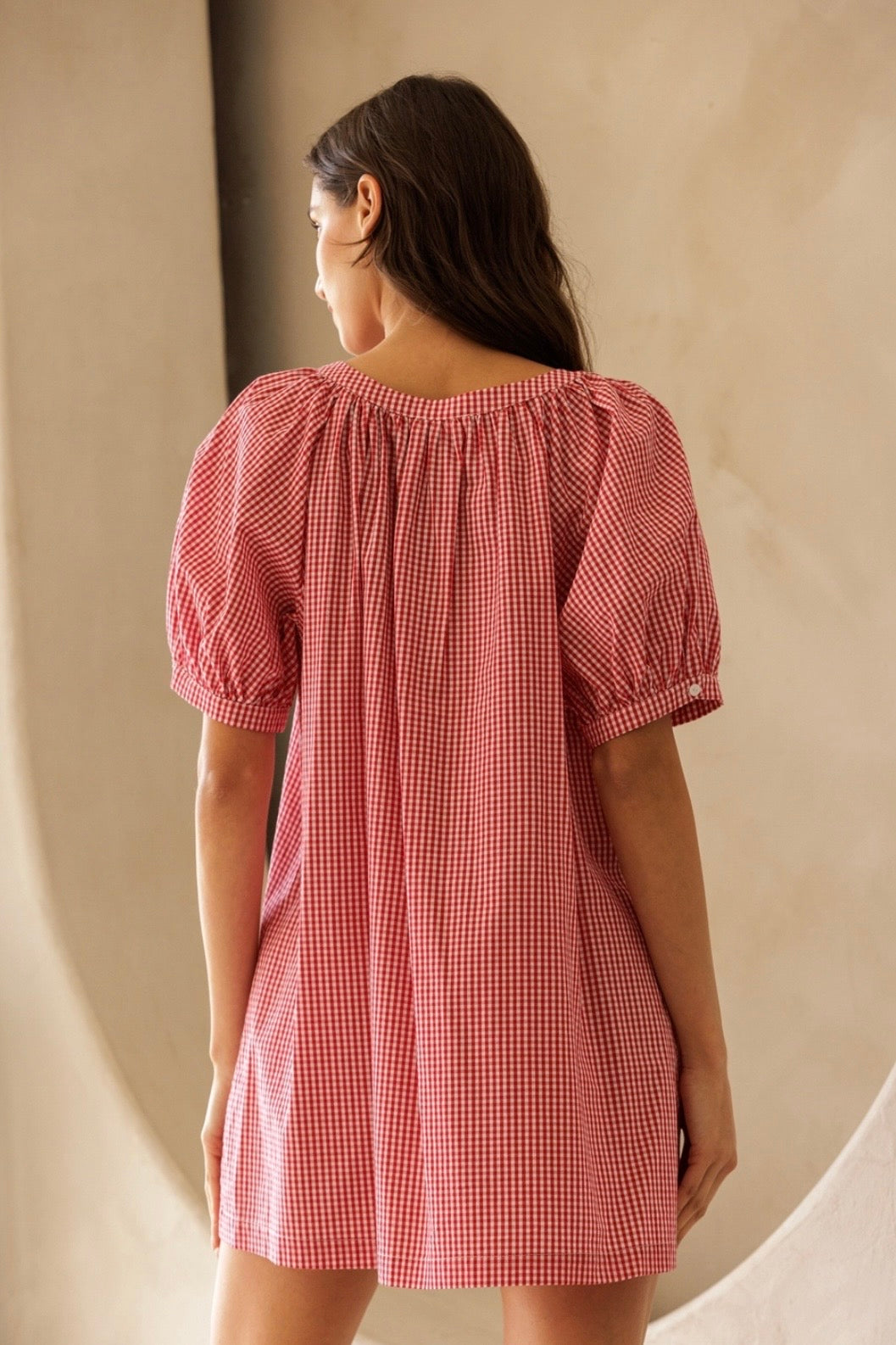 Gingham Babydoll Mini Dress