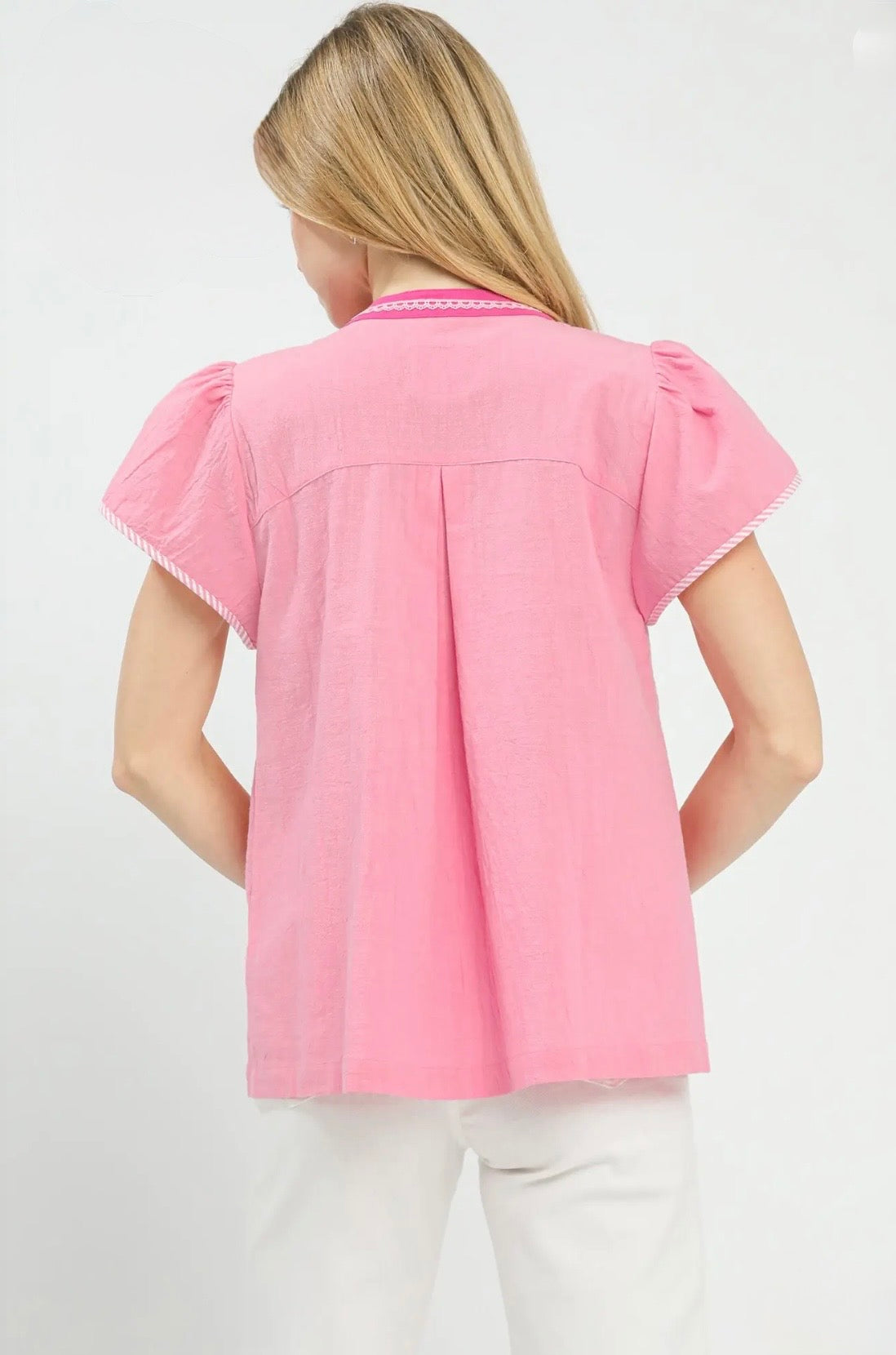 Abstract Split Neck Top