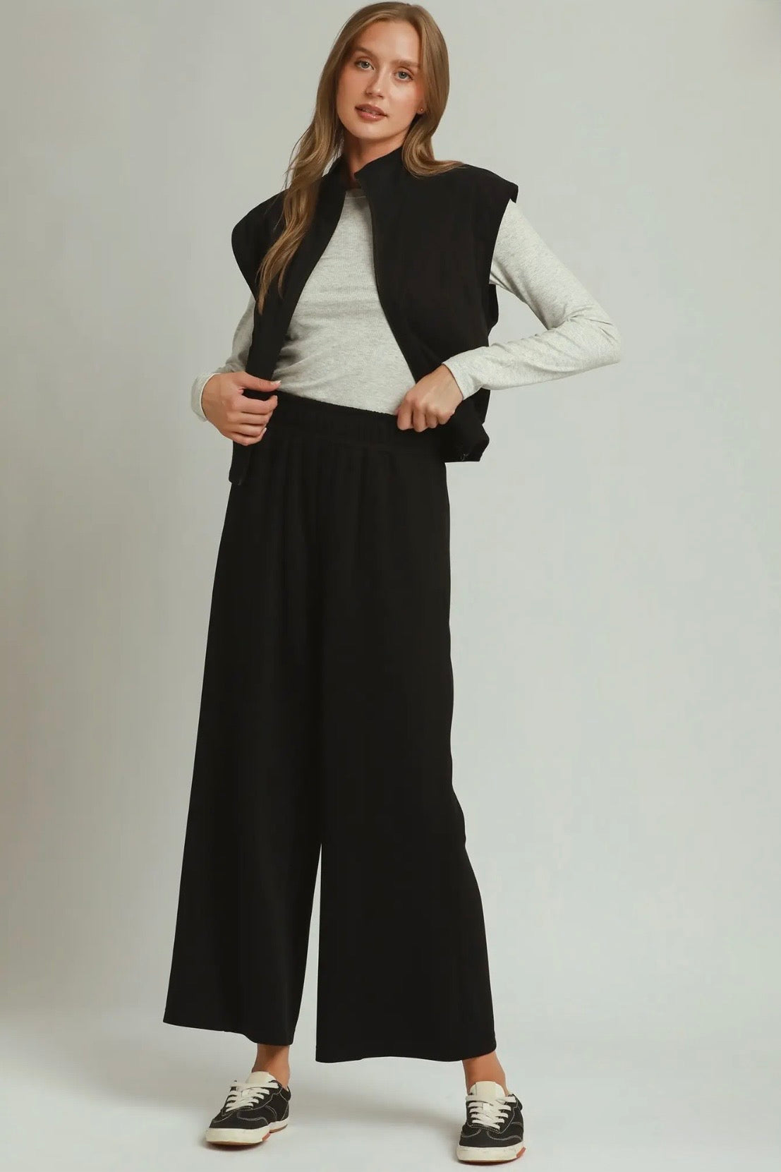 Elastic Wide Leg Pants