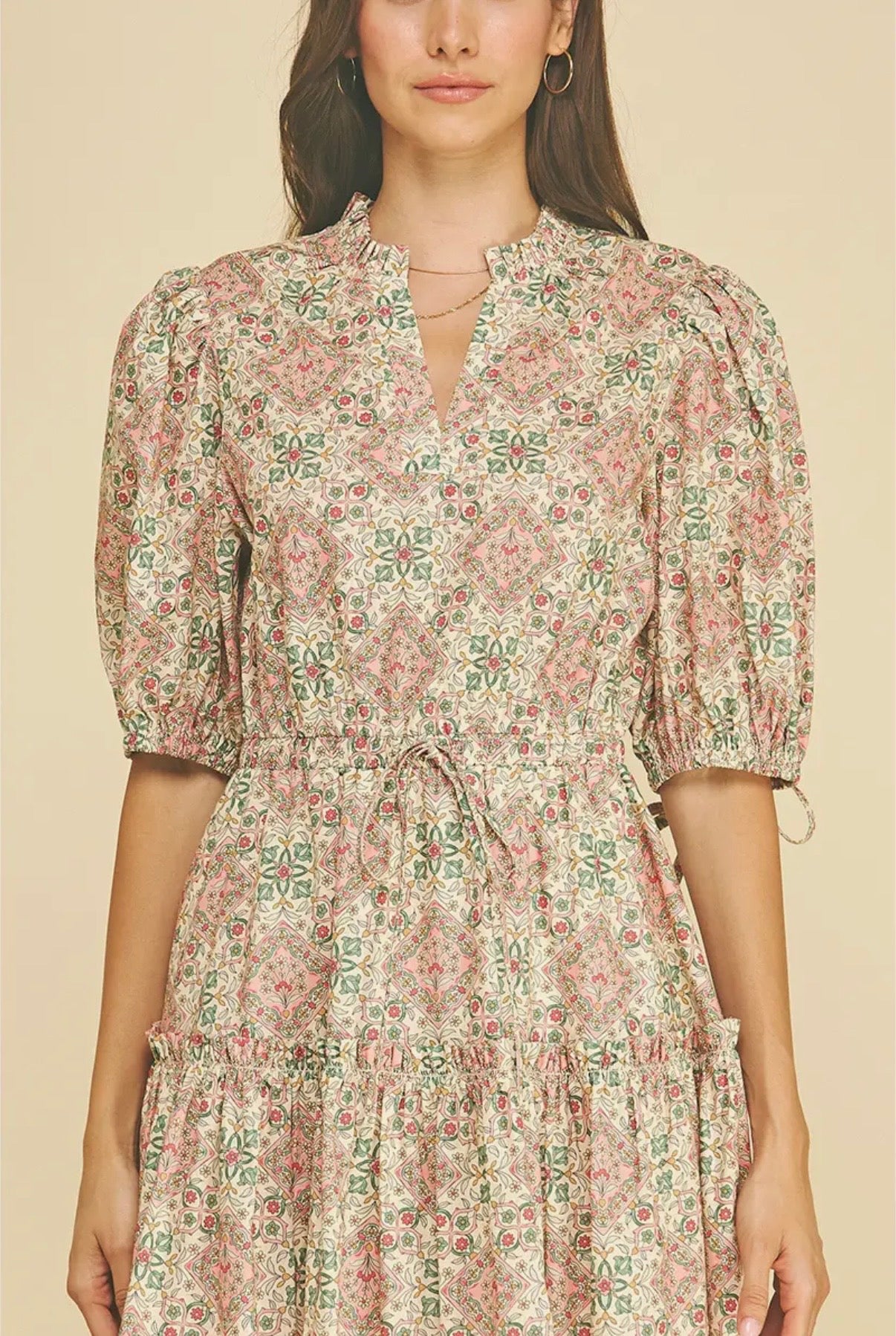 Boho Floral Print Mini Dress