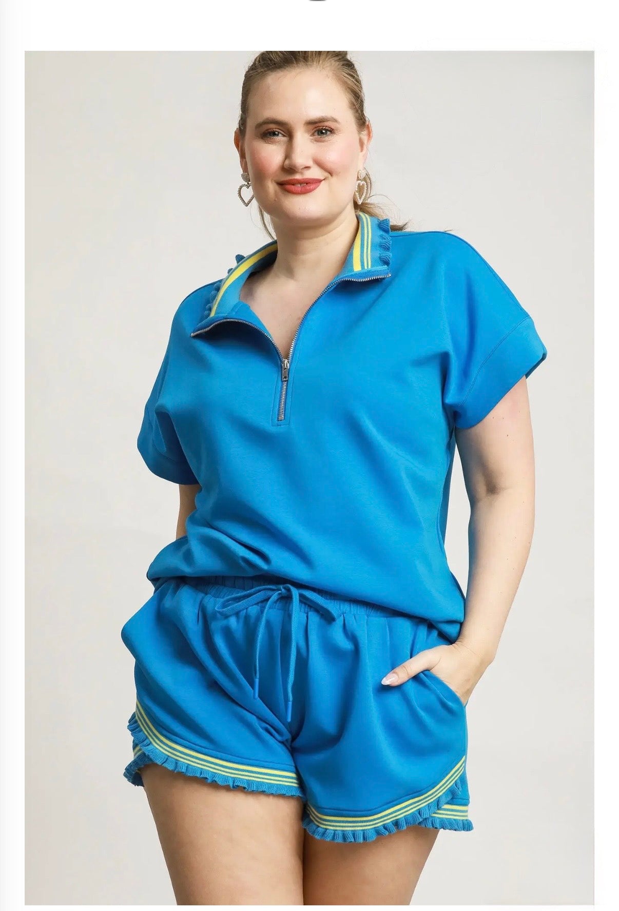 Ruffle Trim Athletic Shorts Curvy