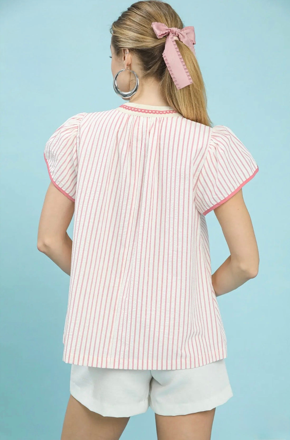 Striped Lace Trim Top