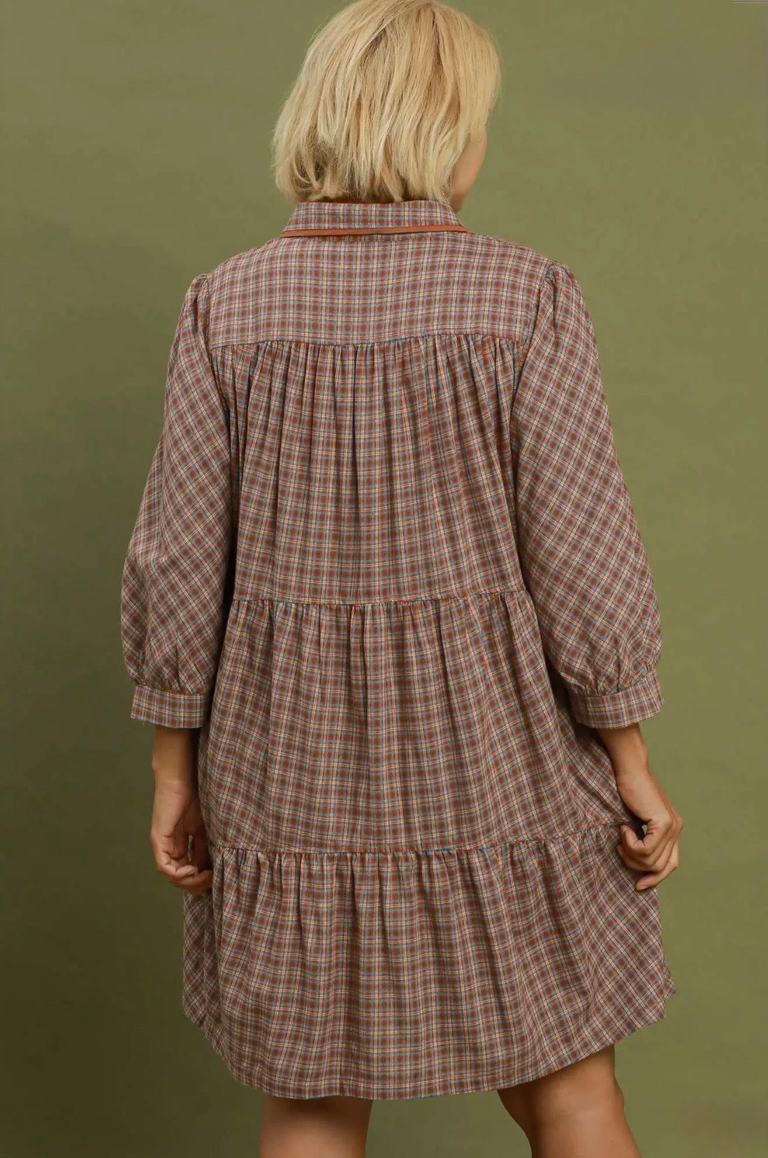 Plaid Button-Down Shirt Dress Curvy