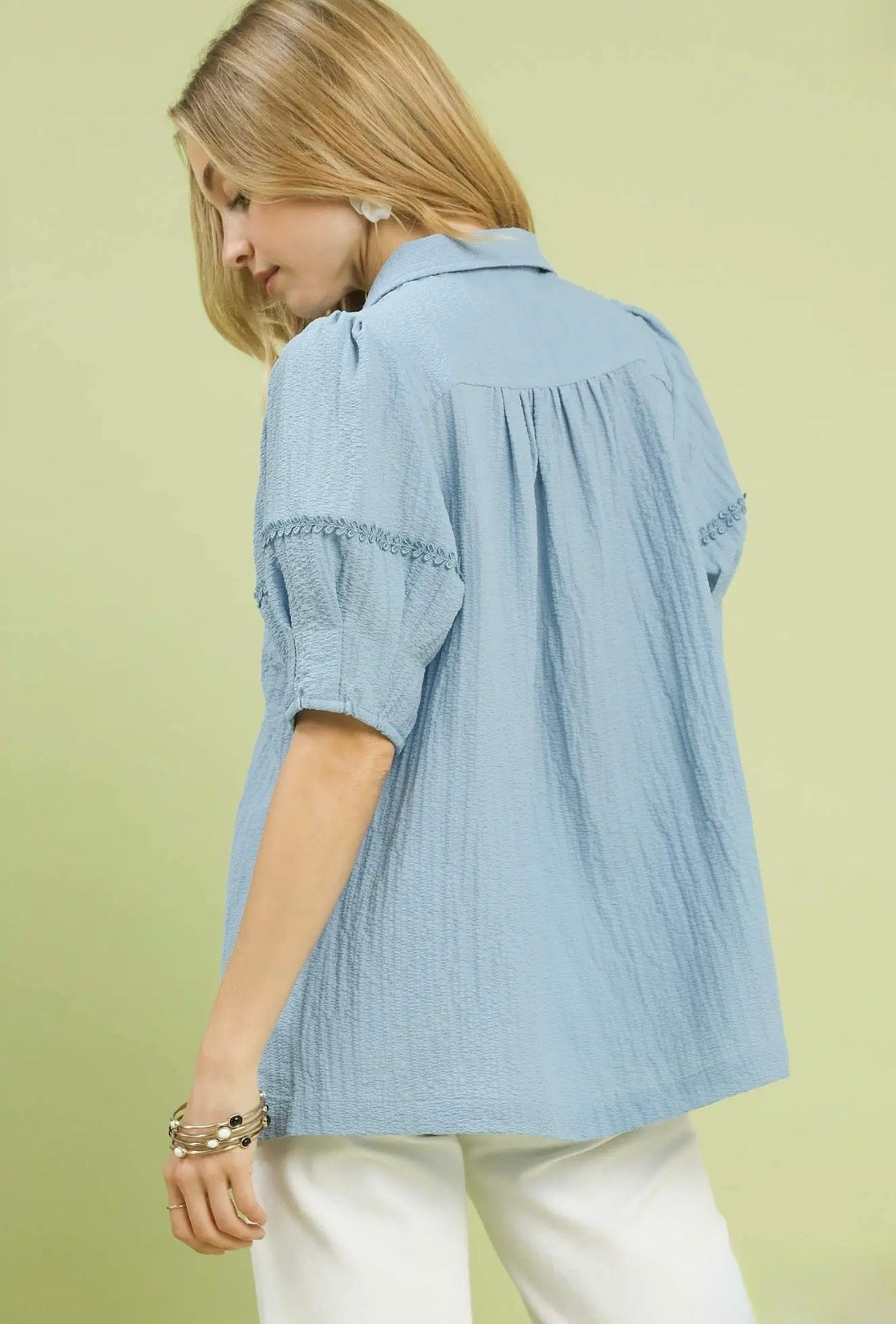 Textured Puff Sleeve Top