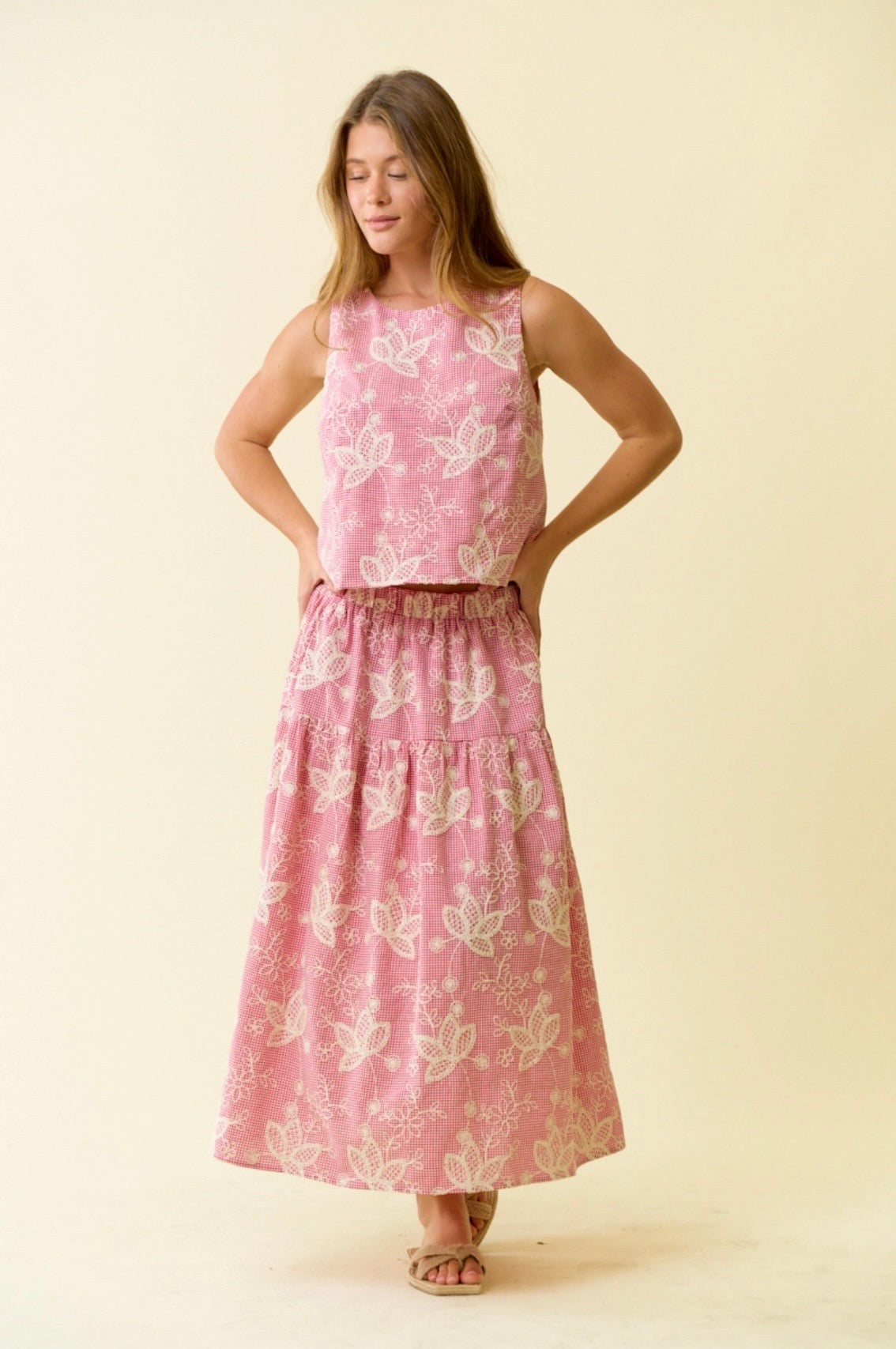 Embroidered Midi Skirt (Set)