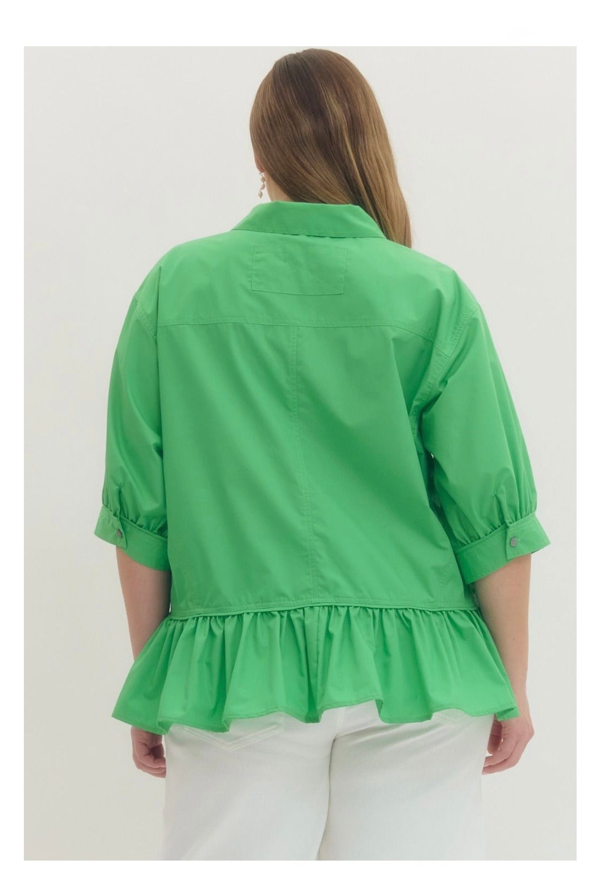 Solid Button-Down Top Curvy