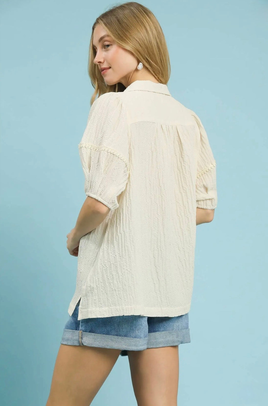 Textured Puff Sleeve Top