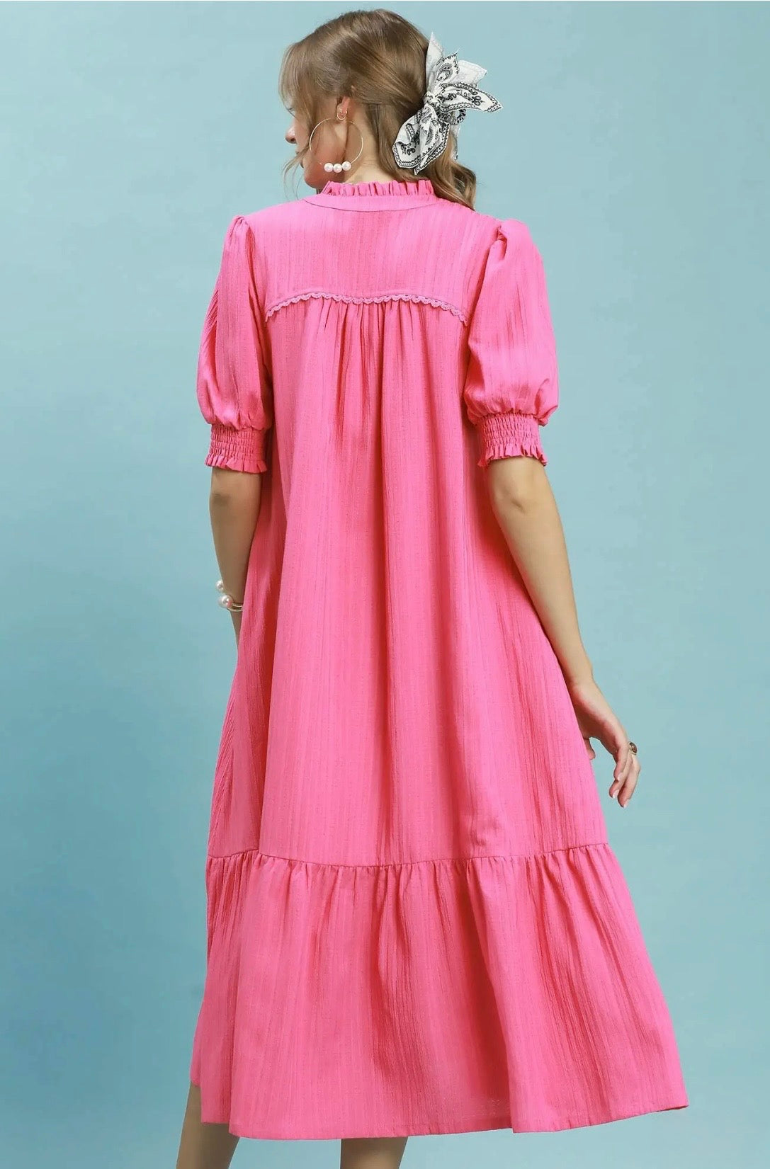 Puff Sleeve Midi Dress