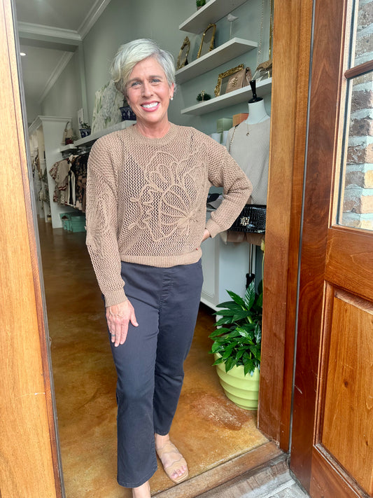 Embroidered Sweater Top