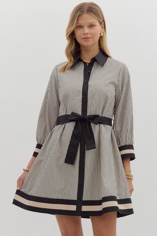 Black & Cream Striped Dress