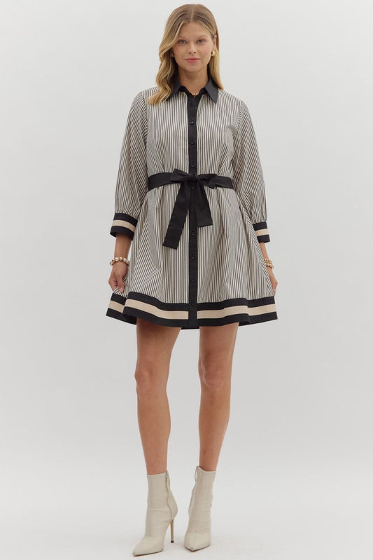 Black & Cream Striped Dress