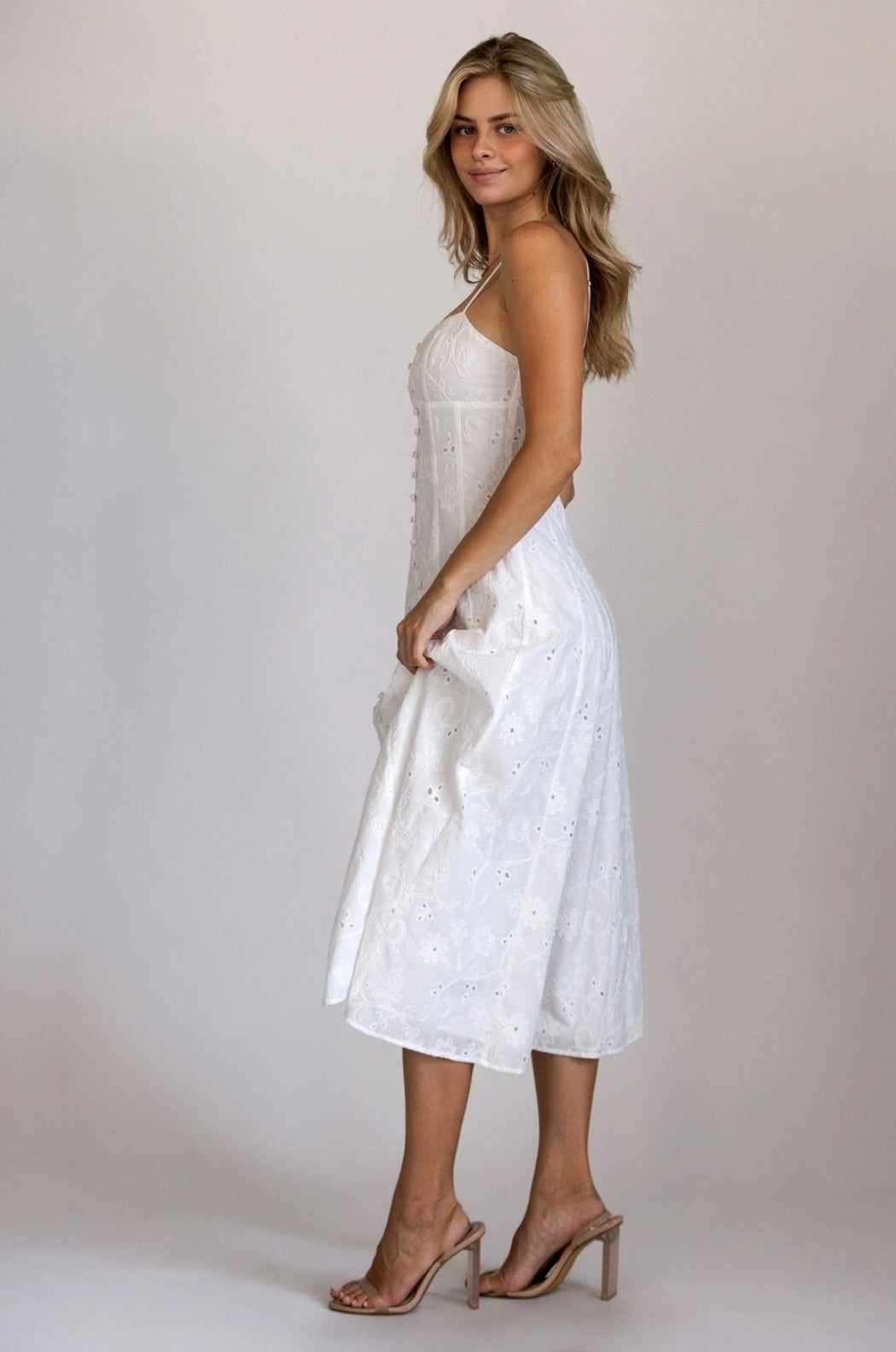 Eyelet Midi Dress
