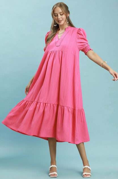 Puff Sleeve Midi Dress