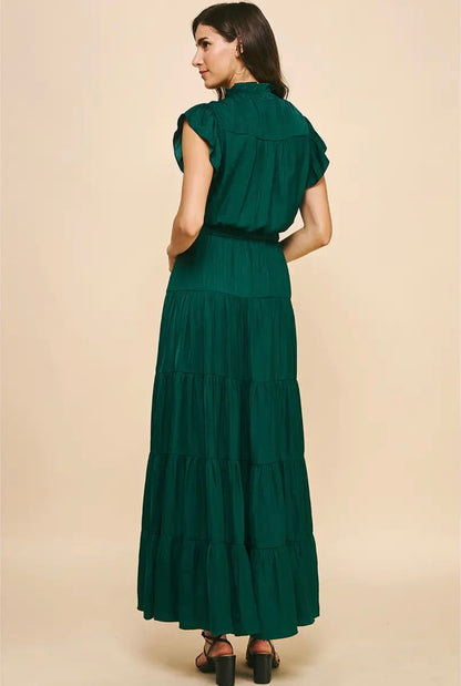 Satin Tiered Maxi Dress