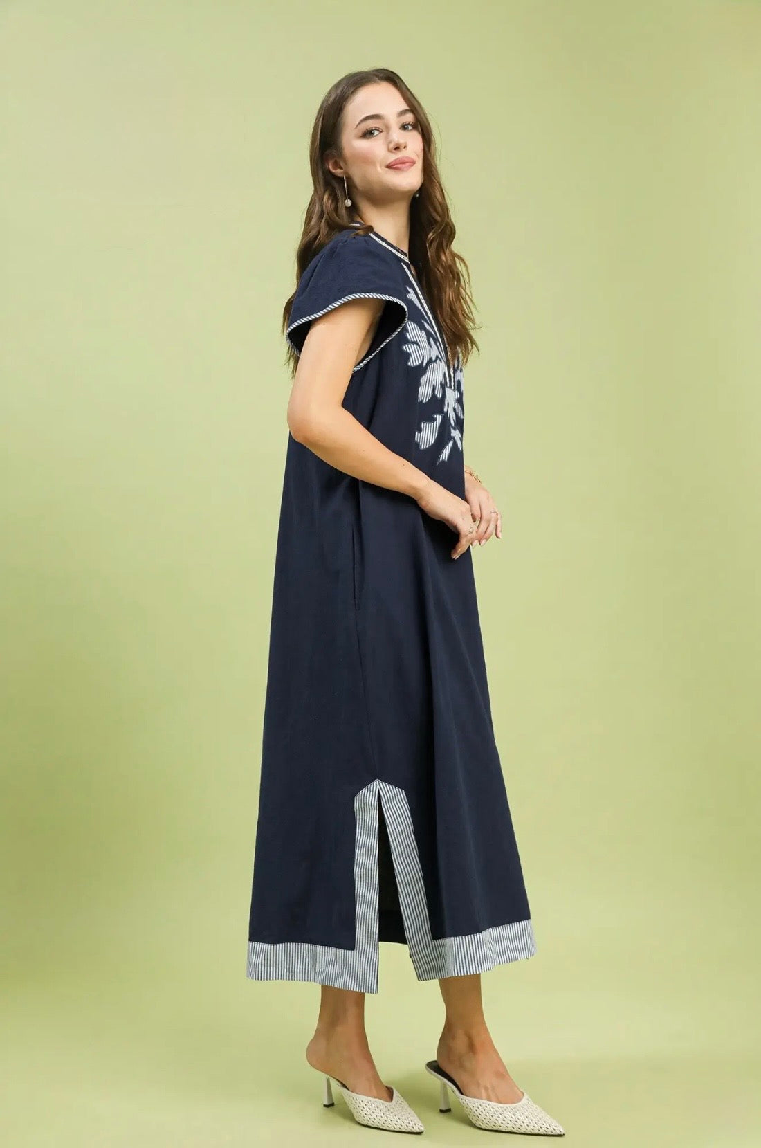 Abstract Applique Midi Dress