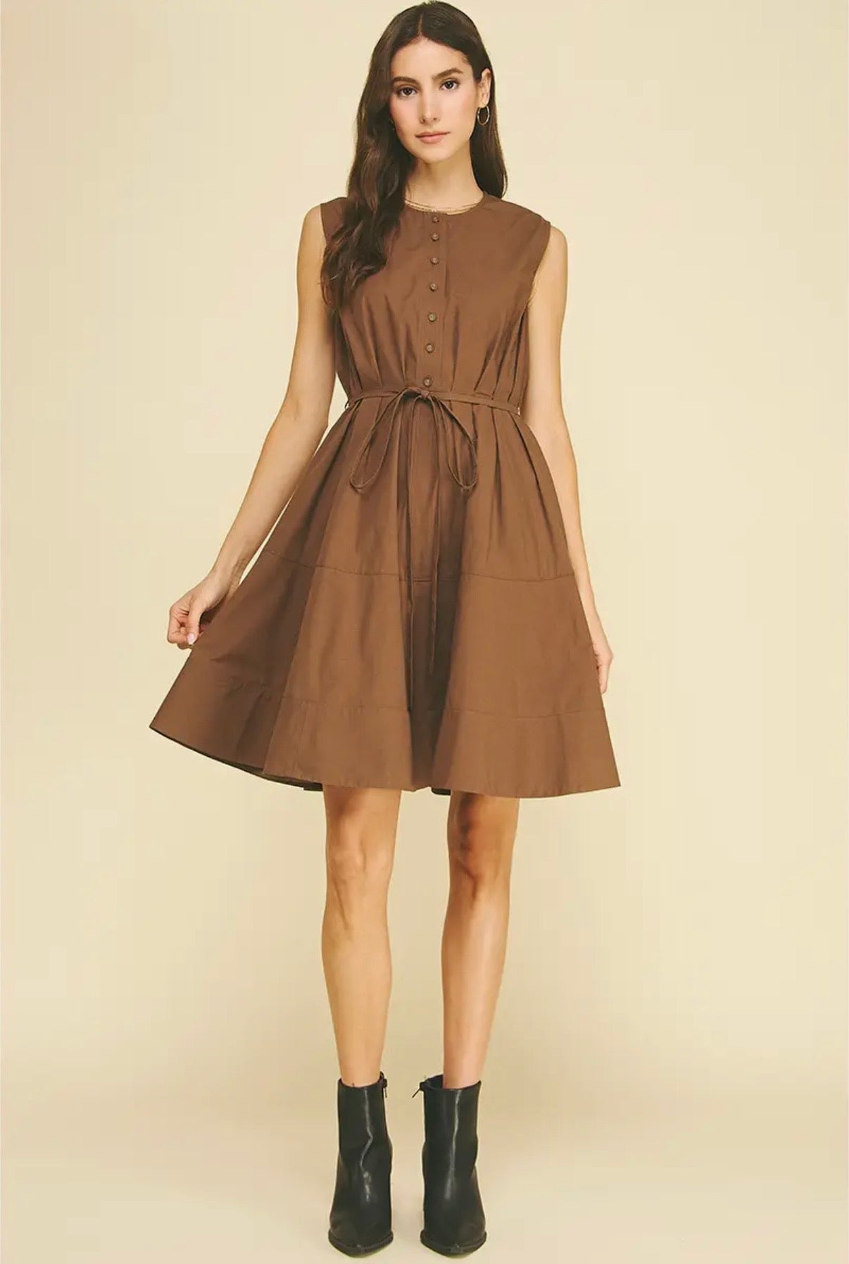 Button Down Sleeveless Mini Dress