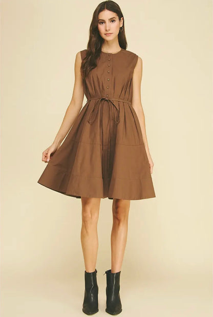 Button Down Sleeveless Mini Dress