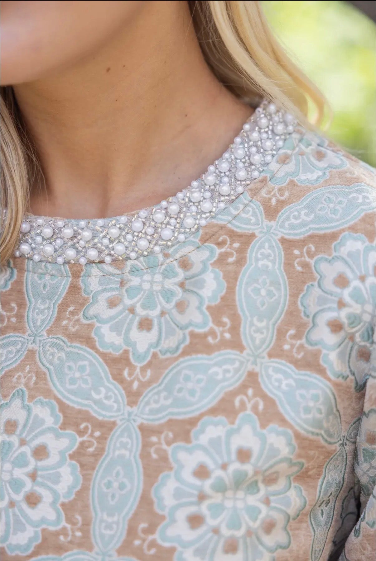 Beaded Velvet Jacquard Dress
