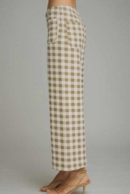Gingham Wide Leg Pants