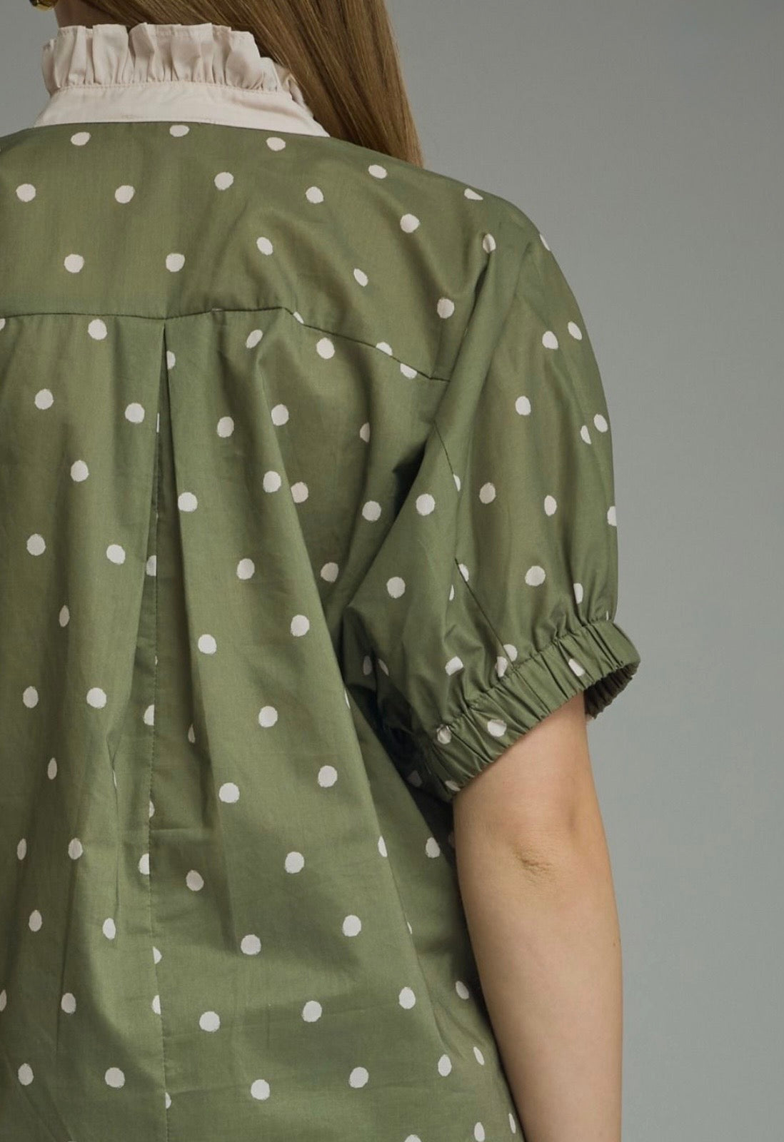 Polka Dot Puff Sleeve Top