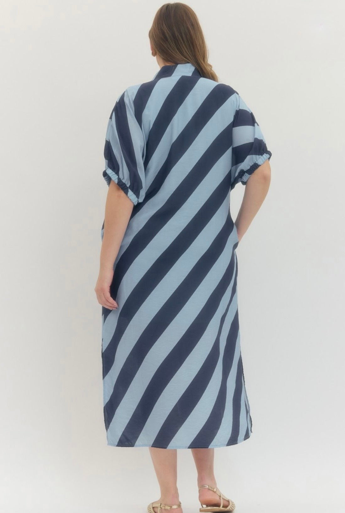 Diagonal Stripe Midi Dress Curvy