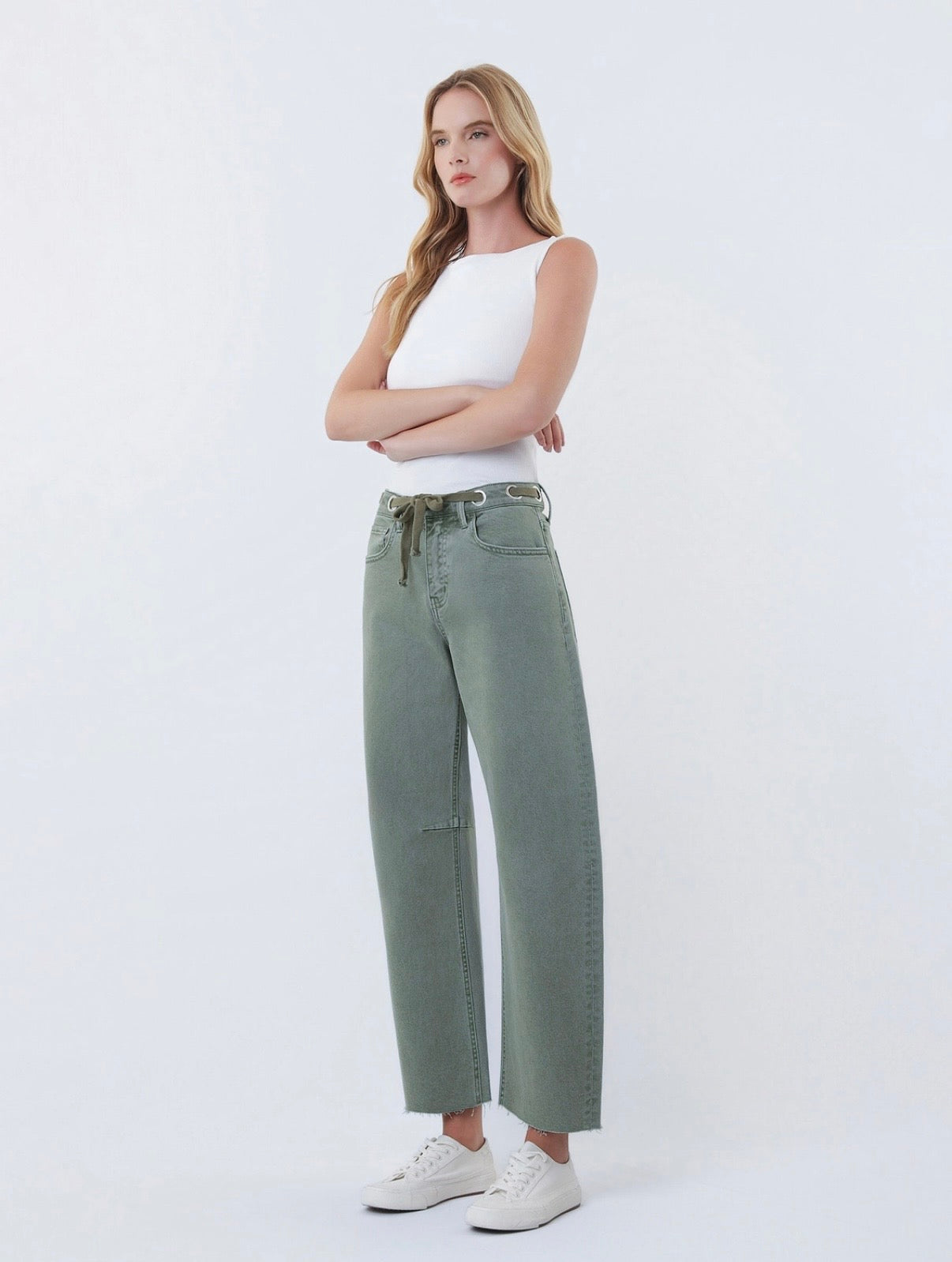Super High Rise Drawstring Barrel Jeans