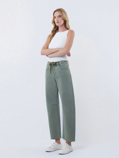 Super High Rise Drawstring Barrel Jeans