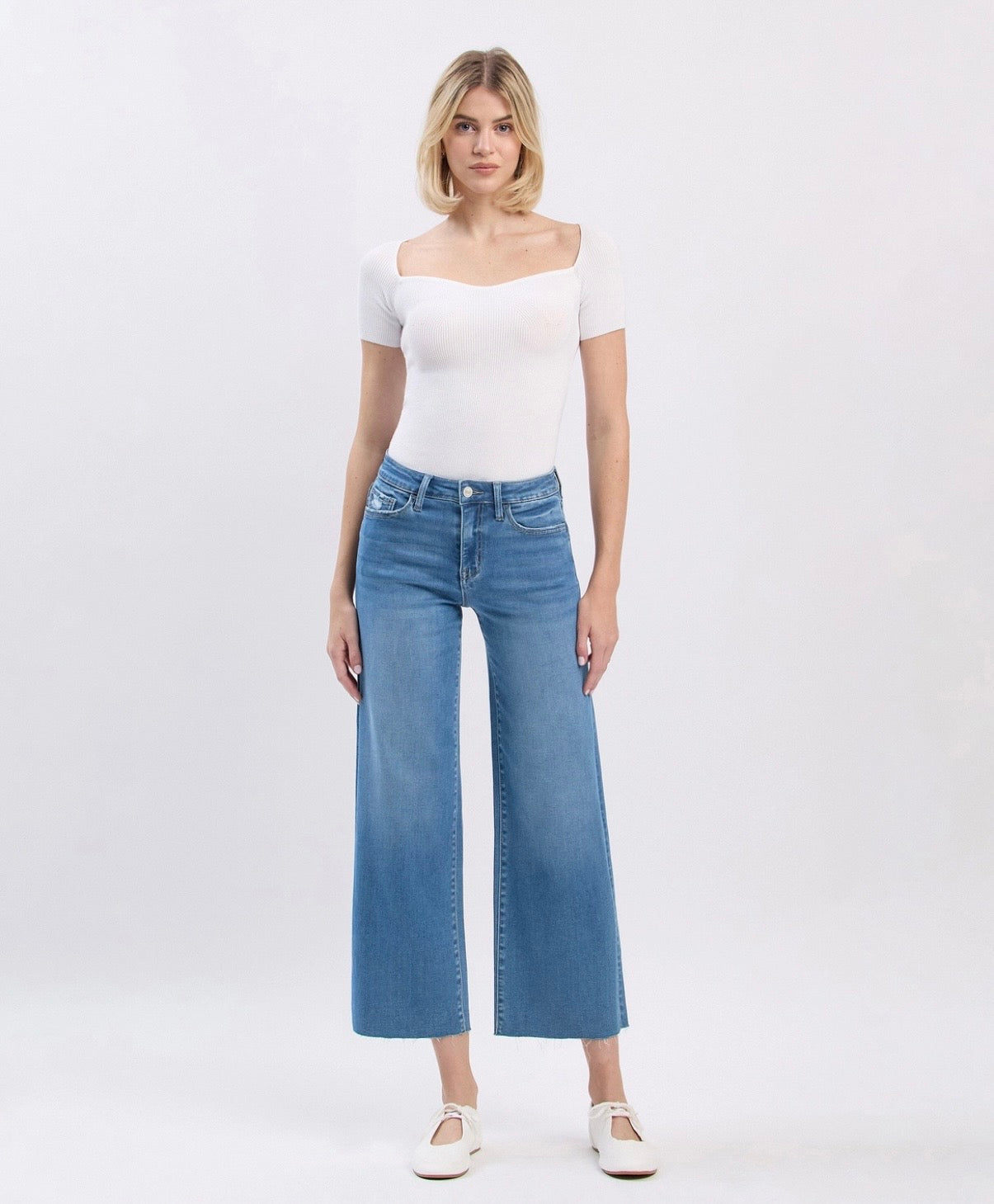 High Rise Slim Wide Jeans