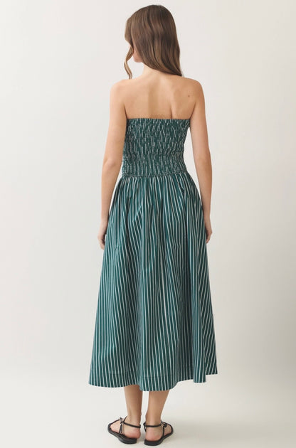Striped Smocked Midi Dress