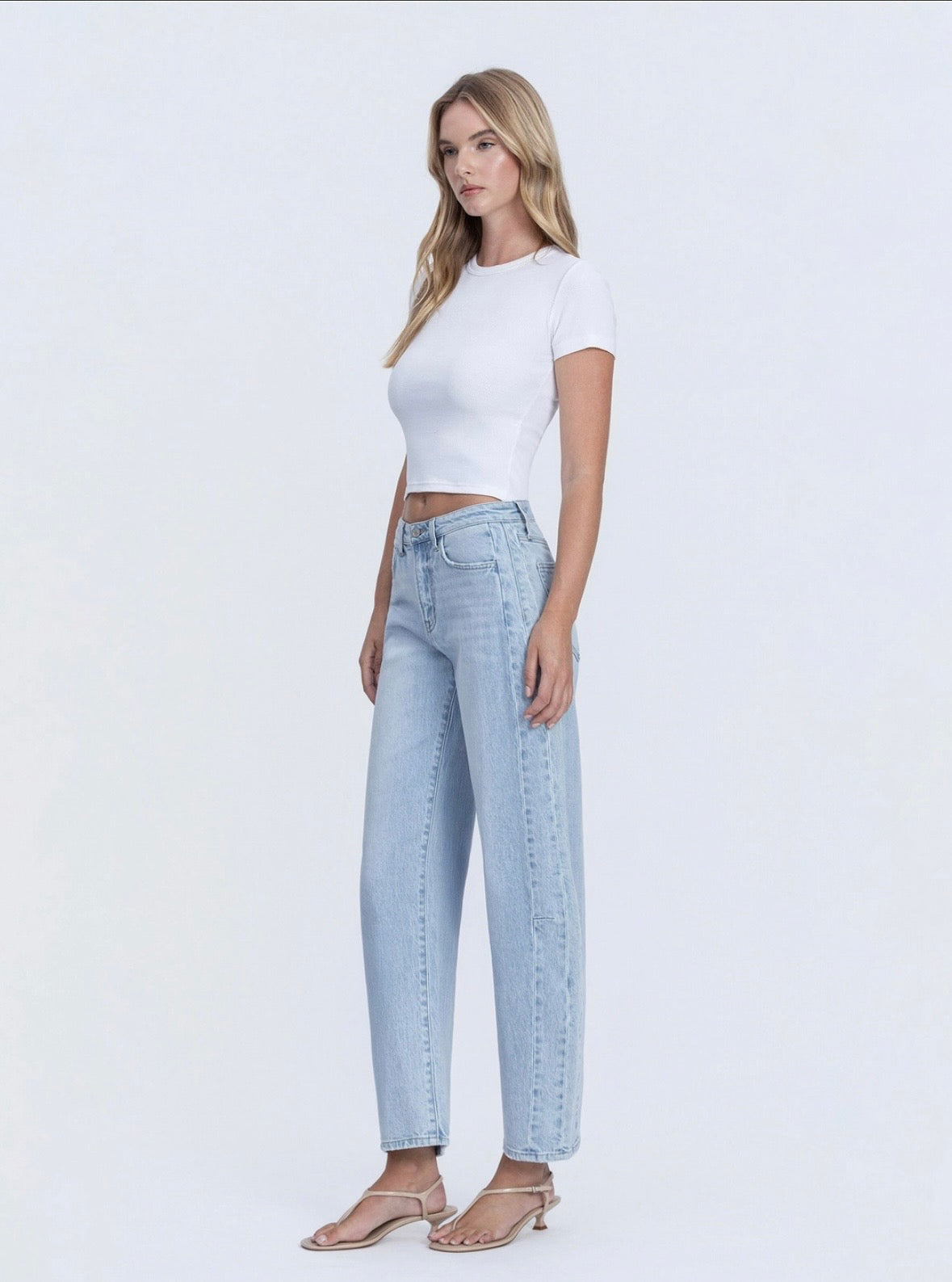 High Rise Crop Barrel Jean