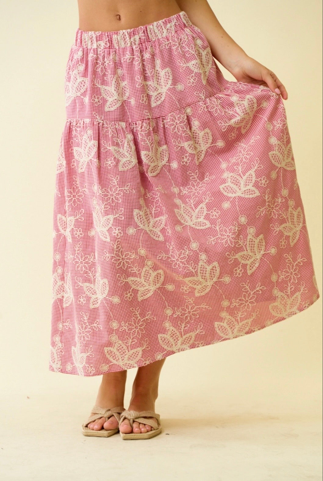 Embroidered Midi Skirt (Set)