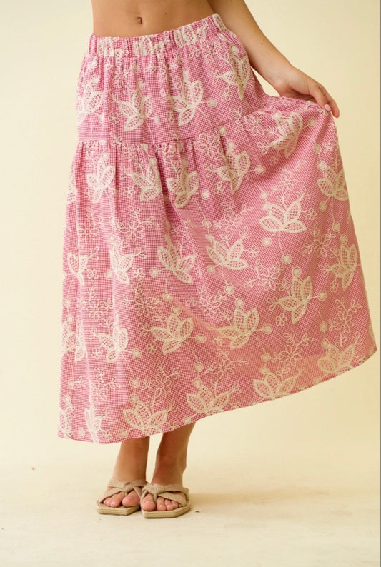 Embroidered Midi Skirt (Set)