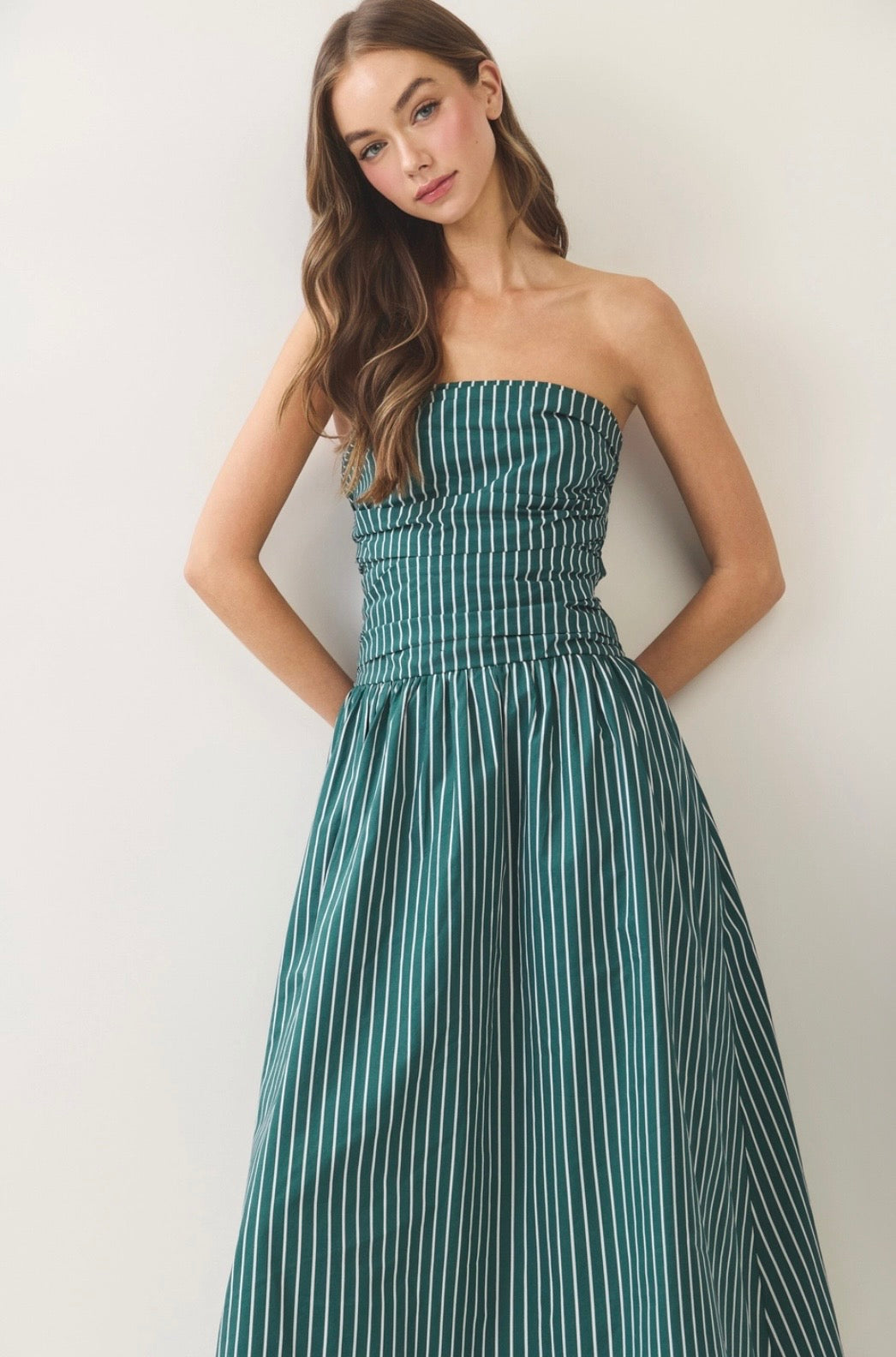 Striped Smocked Midi Dress