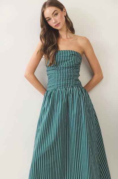 Striped Smocked Midi Dress