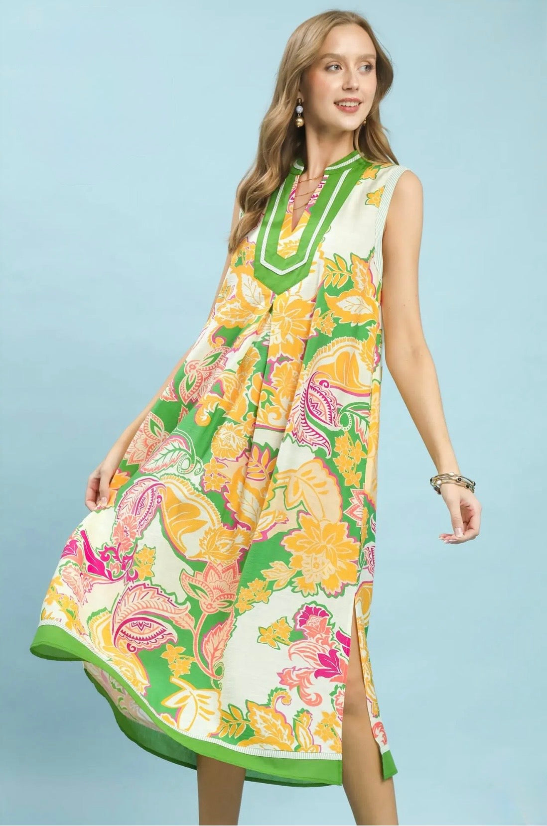 Floral Sleeveless Midi Dress