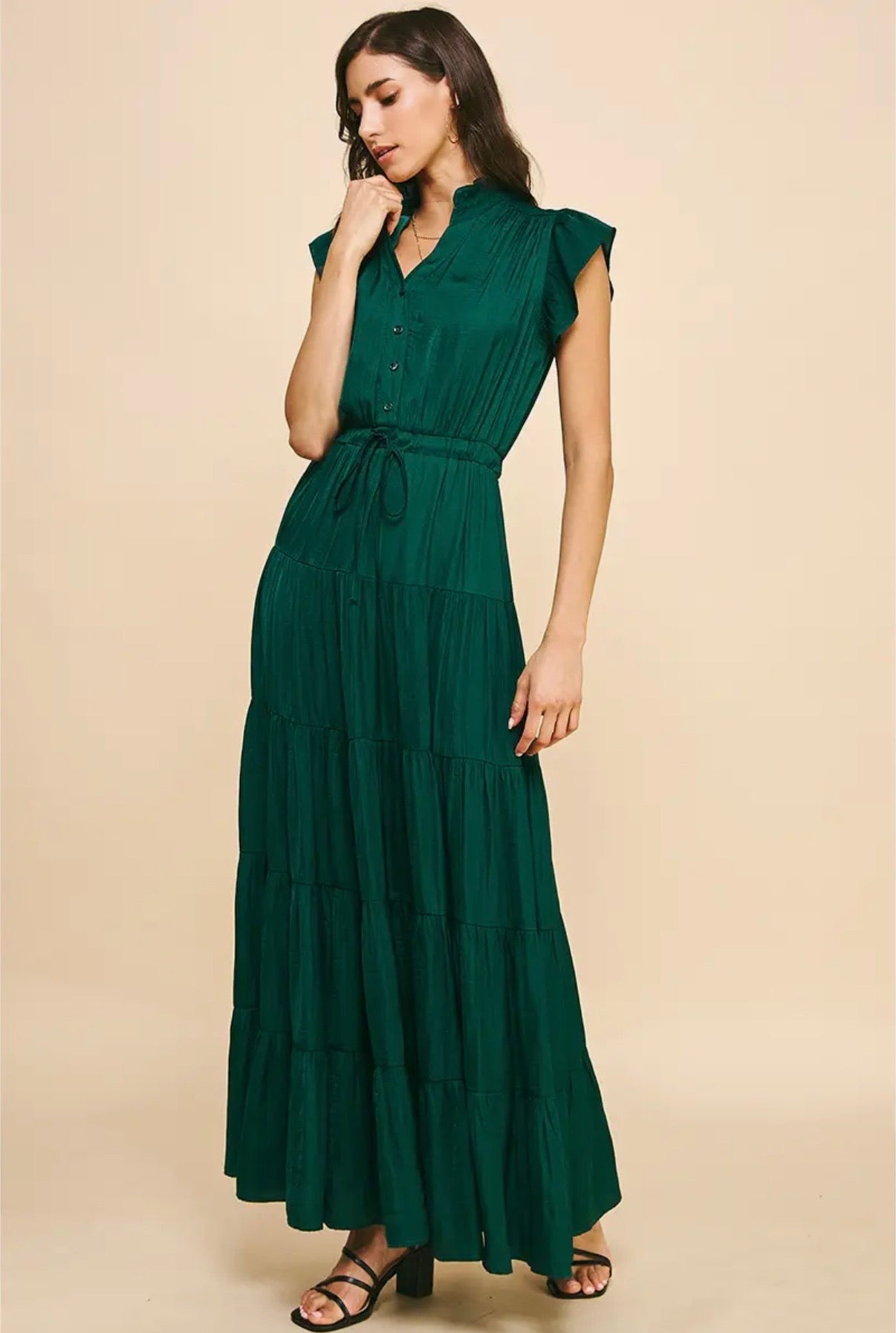 Satin Tiered Maxi Dress