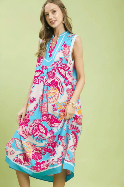 Floral Sleeveless Midi Dress
