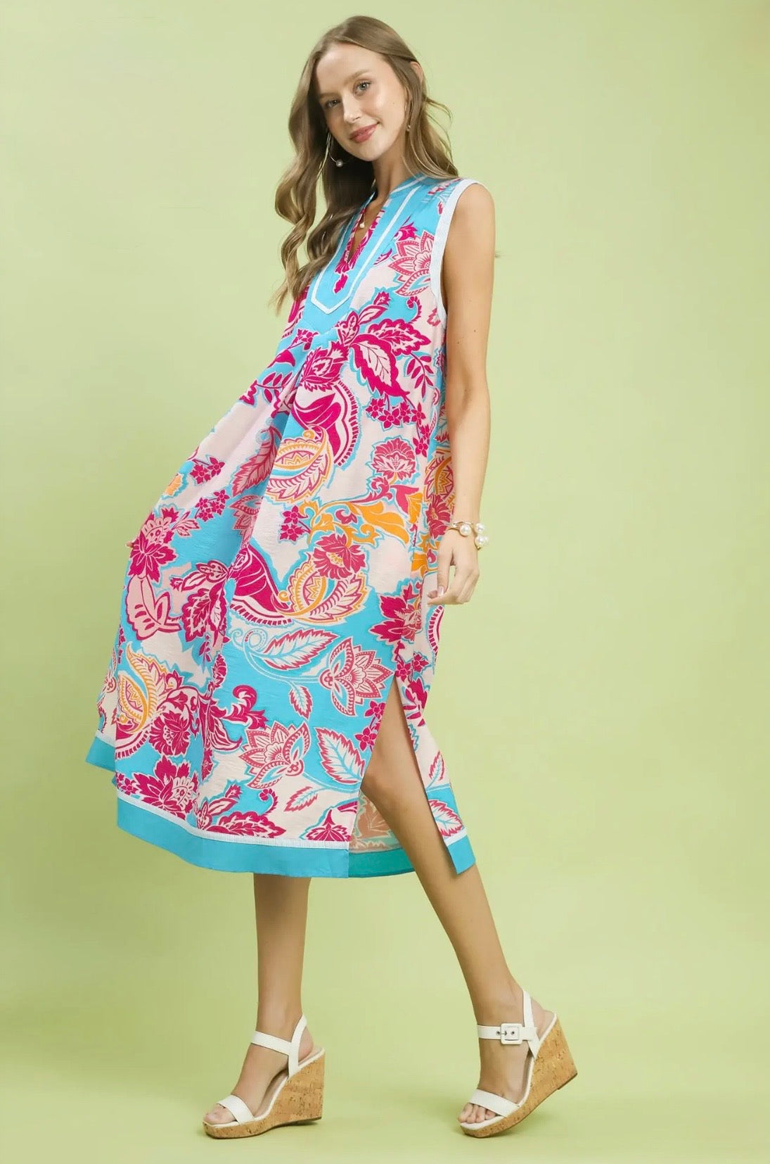 Floral Sleeveless Midi Dress