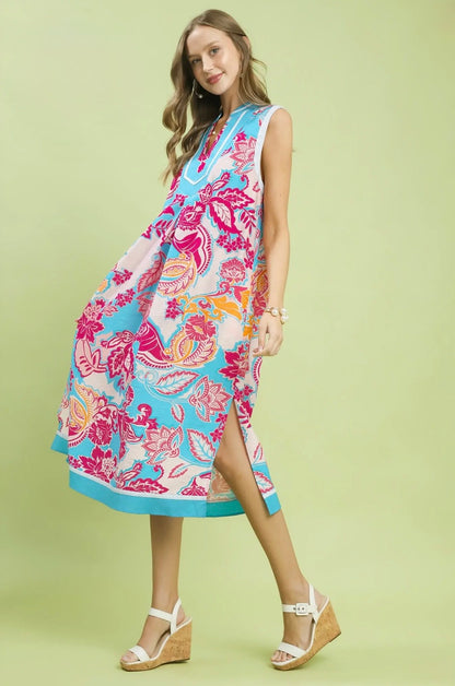 Floral Sleeveless Midi Dress
