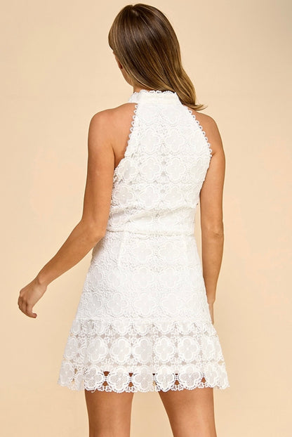 Floral High Neck Mini Dress
