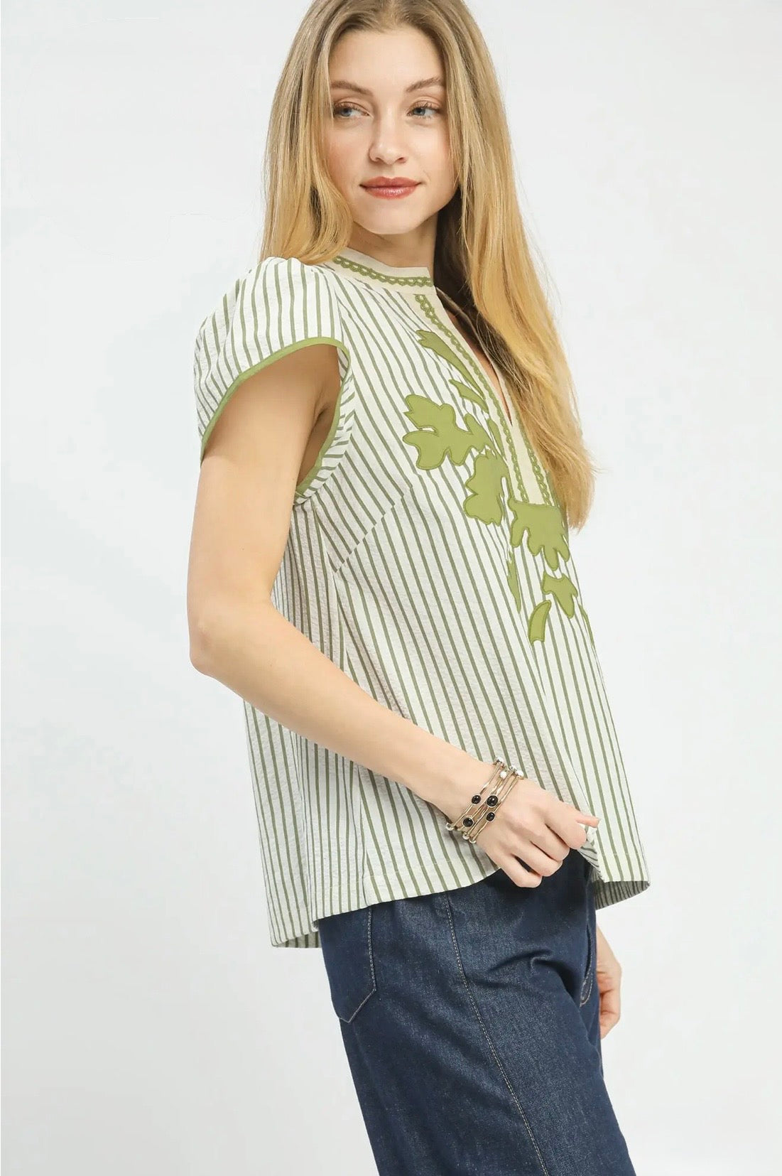 Striped Lace Trim Top