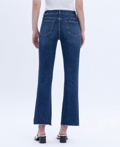 High Rise Raw Hem Kick Flare Jeans w/ Tummy Control