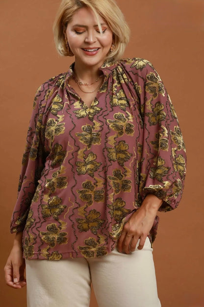 Velvet Floral Blouse Curvy