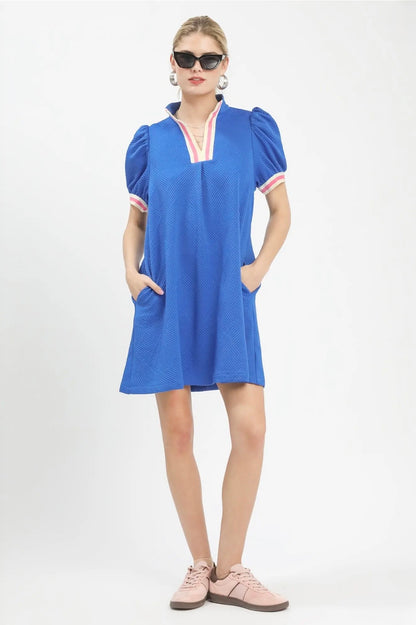 Solid Jacquard Mini Dress