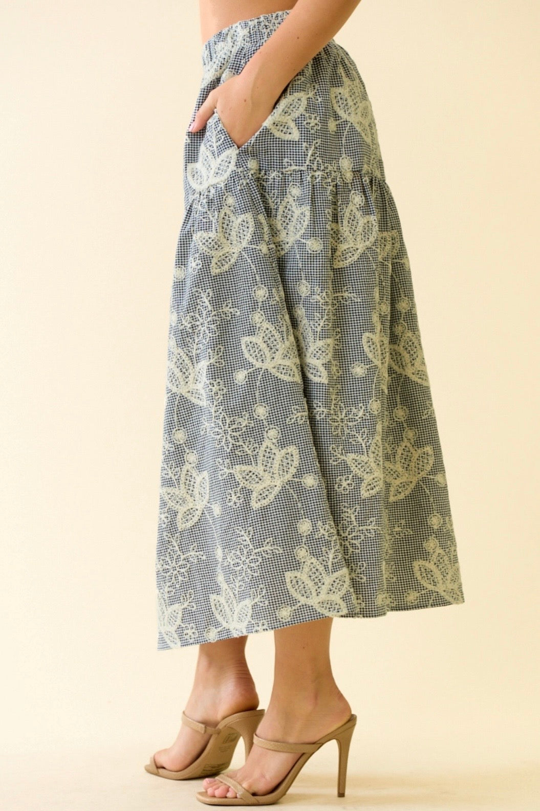 Embroidered Midi Skirt (Set)