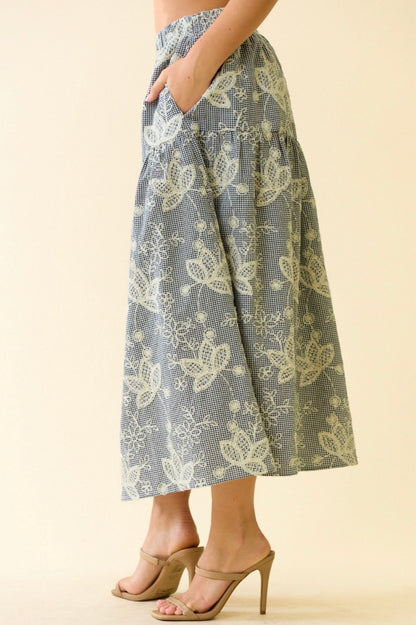 Embroidered Midi Skirt (Set)