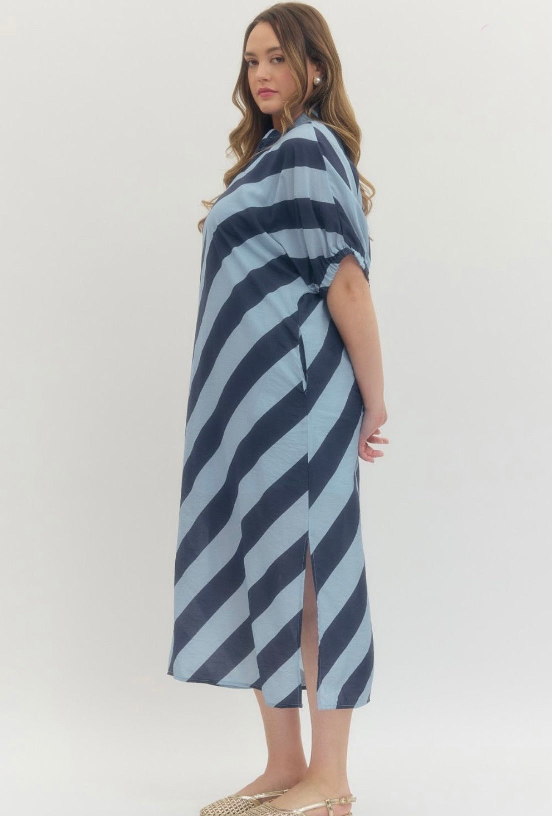 Diagonal Stripe Midi Dress Curvy